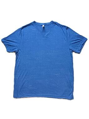 Blue Heather V-Neck T-Shirt Men's 2XL Short Sleeve Super Lightweight - NEW